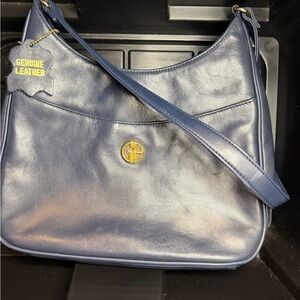 Giani Bernini genuine leather Navy Blue Shoulder Bag.